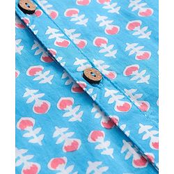 Pine Kids Cotton Woven Full Sleeves Kurta Floral Print - Light Blue