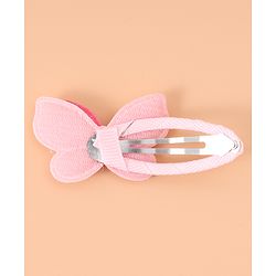 Pine Kids Rubber Bands & Snap Clips Set with Butterfly Applique Pack of 4 - Dark Pink