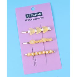 Pine Kids Hair Pins And Clips Pack of 3 - Yellow