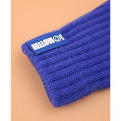 Pine Kids Pair of Winter Gloves with Text Patch- Blue