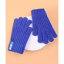 Pine Kids Pair of Winter Gloves with Text Patch- Blue