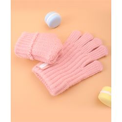 Pine Kids Pair of Winter Gloves with Text Patch- Pink