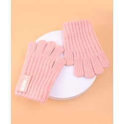 Pine Kids Pair of Winter Gloves with Text Patch- Pink