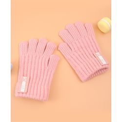 Pine Kids Pair of Winter Gloves with Text Patch- Pink