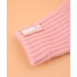 Pine Kids Pair of Winter Gloves with Text Patch- Pink
