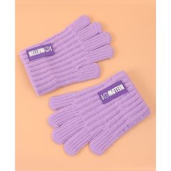 Pine Kids Pair of Winter Gloves with Text Patch- Pink