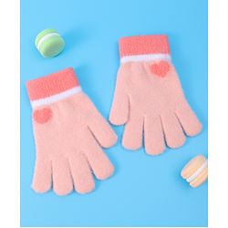 Pine Kids Pair of Winter Gloves With Heart Design - Pink
