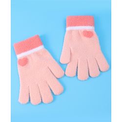 Pine Kids Pair of Winter Gloves With Heart Design - Pink