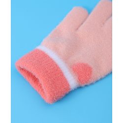 Pine Kids Pair of Winter Gloves With Heart Design - Pink
