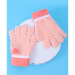 Pine Kids Pair of Winter Gloves With Heart Design - Pink