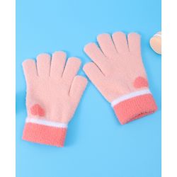 Pine Kids Pair of Winter Gloves With Heart Design - Pink