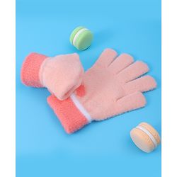 Pine Kids Pair of Winter Gloves With Heart Design - Pink
