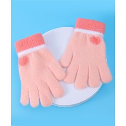 Pine Kids Pair of Winter Gloves With Heart Design - Pink