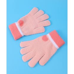 Pine Kids Pair of Winter Gloves With Heart Design - Pink