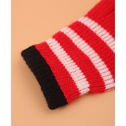 Pine Kids Pair of  Winter Gloves With Strips Design - Red