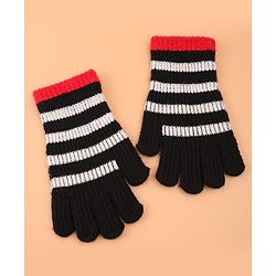 Pine Kids Pair of  Winter Gloves With Strips Design - Red