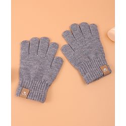 Pine Kids Pair Of Winter Gloves With Bear Patch - Grey