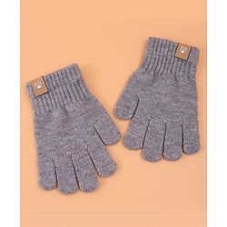 Pine Kids Pair Of Winter Gloves With Bear Patch - Grey