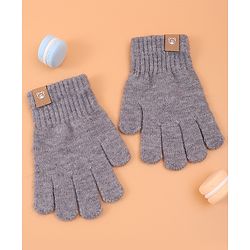 Pine Kids Pair Of Winter Gloves With Bear Patch - Grey