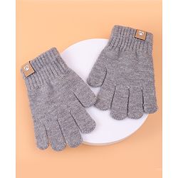Pine Kids Pair Of Winter Gloves With Bear Patch - Grey