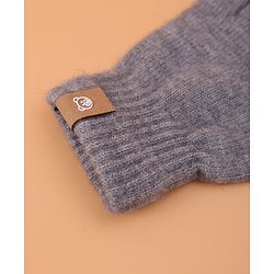 Pine Kids Pair Of Winter Gloves With Bear Patch - Grey