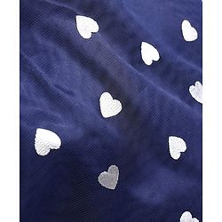 Pine Kids Woven Frill Sleeves Party Dress with Bow Applique Hearts Print - Navy Blue