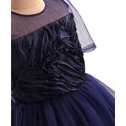 Pine Kids Woven Puffed Sleeves Party Dress - Navy Blue