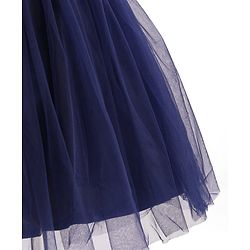 Pine Kids Woven Puffed Sleeves Party Dress - Navy Blue