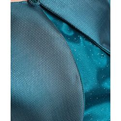 Pine Kids Woven Puffed Sleeves Jacket with Gilttery Tiered Party Dress  Bow Applique - Teal Blue