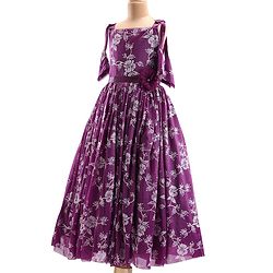 Pine Kids Woven Sleeveless Gown with Corsage Applique Floral Print - Boysenberry Purple