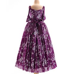 Pine Kids Woven Sleeveless Gown with Corsage Applique Floral Print - Boysenberry Purple