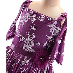 Pine Kids Woven Sleeveless Gown with Corsage Applique Floral Print - Boysenberry Purple