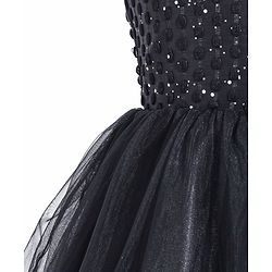 Pine Kids Woven Cap Sleeves Party Frock with Glitter Detailing & Bow Applique - Black
