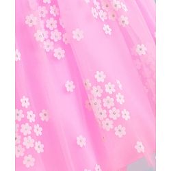 Pine Kids Woven Half Sleeves Floral Embroidered Party Frock - Pink