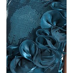 Pine Kids Woven Sleeveless Party Frock With Sequin & Frill Detailing - Teal Blue