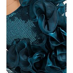 Pine Kids Woven Sleeveless Party Frock With Sequin & Frill Detailing - Teal Blue
