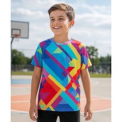 Pine Active Knit Half Sleeves Printed T-Shirt - Multicolour