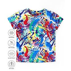 Pine Active Knit Half Sleeves T-Shirt Abstract Print - Multicolour