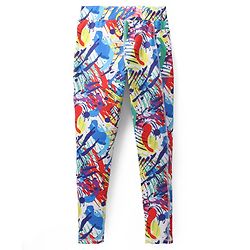 Pine Active Knit Full Length Super Stretch Leggings With Abstract Print - Multicolor