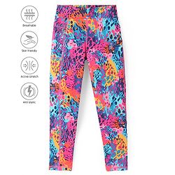 Pine Active Knit Full Length Super Stretch Leggings With Abstract Print - Multicolor