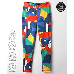 Pine Active Full Length Super Stretch Abstract Printed Leggings - Multicolor