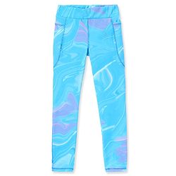Pine Active Knit Full Length Super Stretch Leggings With Abstract Print - Blue