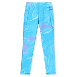 Pine Active Knit Full Length Super Stretch Leggings With Abstract Print - Blue