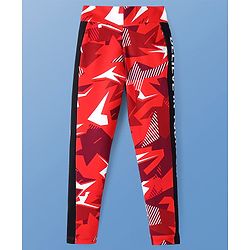 Pine Active Full Length Super Stretch Abstract Printed Leggings - Red