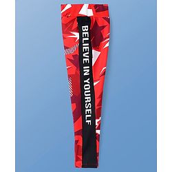 Pine Active Full Length Super Stretch Abstract Printed Leggings - Red