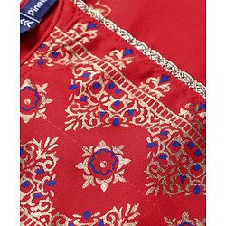 Pine Kids Woven Full Sleeves Printed Kurta Salwar Set with Dupatta - Red