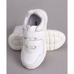 Pine Kids School Shoes with Velcro Closure - White