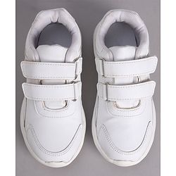 Pine Kids School Shoes with Velcro Closure - White