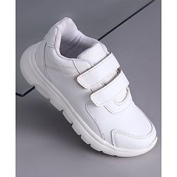 Pine Kids School Shoes with Velcro Closure - White
