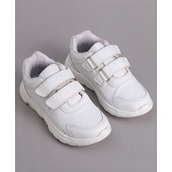 Pine Kids School Shoes with Velcro Closure - White